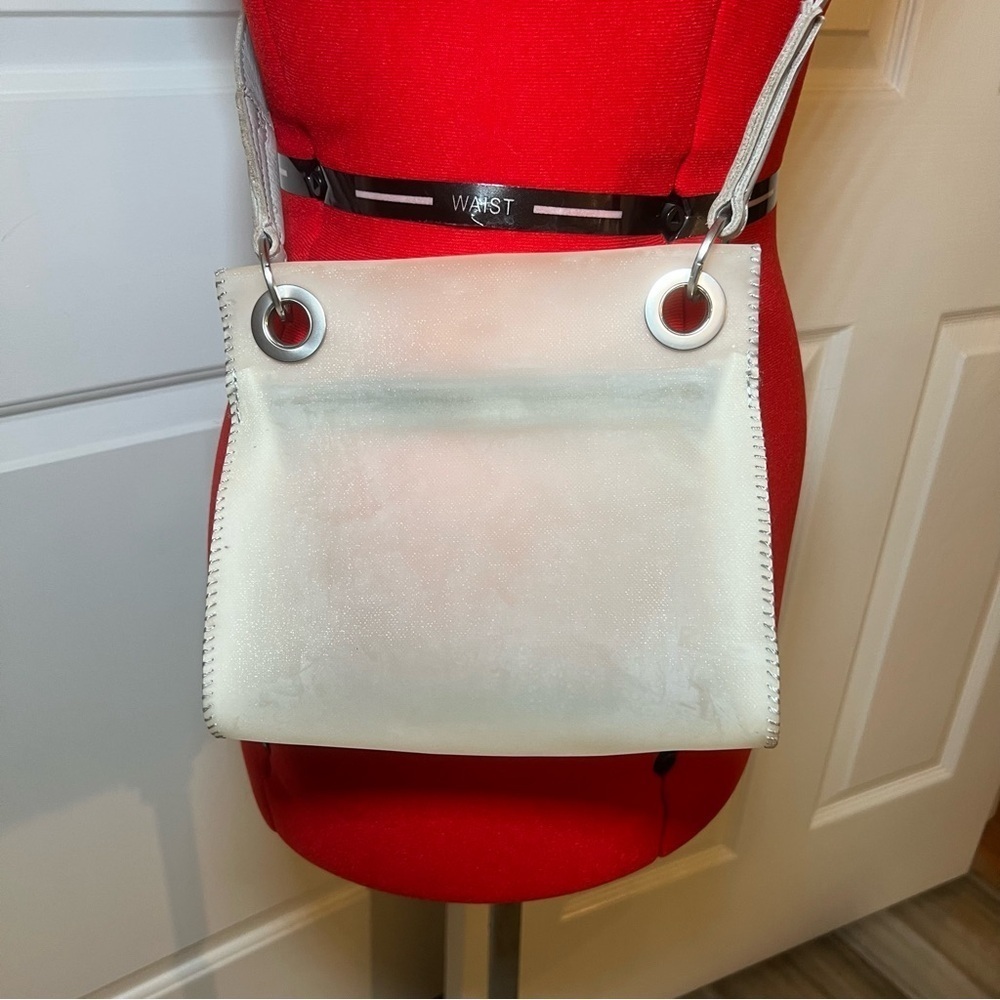 Hanmitt Tony Small Semi Clear PVC Crossbody, Paved Gray Leather Strap - Picture 4 of 7